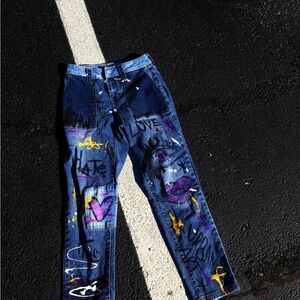Graffiti Art Skinny Jeans - Blue